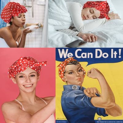 WICKED BEAUTY BUNDLE: 7 ITEMS: Clean Slate Reusable Make-up Remover Puffs & Bath to Bliss Silky Satin 2-in-1 Shower Cap/Sleep Bonnet