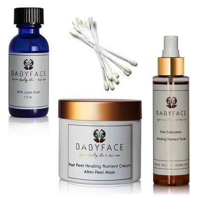 Babyface Deluxe 40% Lactic Acid Chemical Peel Kit, 44-Piece Complete Set for At Home Use, 20 Peels