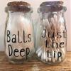 Just the Tip and Balls Deep Bathroom Accessories, Adult Humored Glass Jar for Q Tips and Cotton Balls view 1