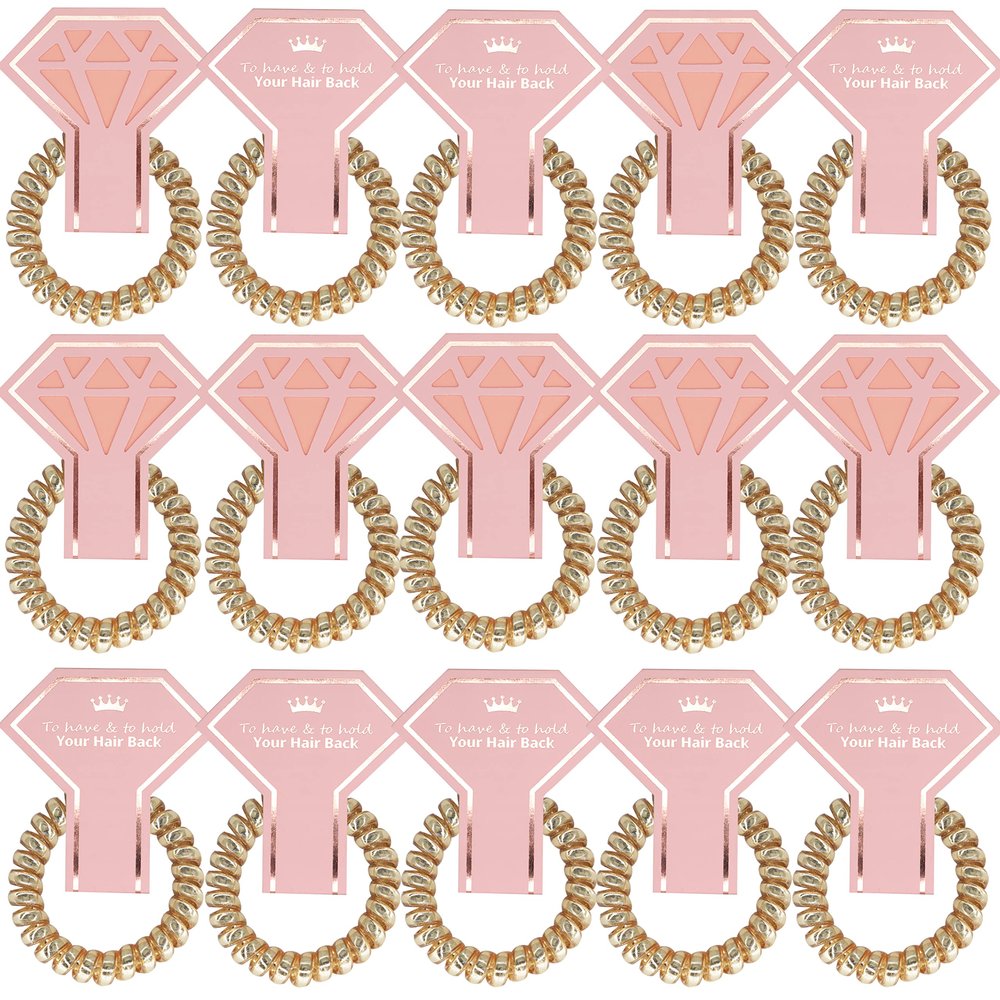 15 PACK Bridesmaid Spiral Hair Ties Coil Phone Cord Bachelorette Party Favors,Bridesmaid Proposal Gifts for Wedding-Champagne