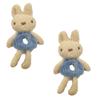 Magik Bear Bunny Furry Plush Hair Tie Scrunchies Rope Ponytail Holster Elastic Band (2 Pack, Rabbit, Blue Gray) view 1