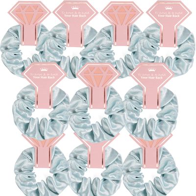 10 PACK Hair Scrunchies for Bridesmaids - Proposal Gifts, Elastics, Bachelorette Party Favors (To Have and To Hold Your Hair Back) GREEN