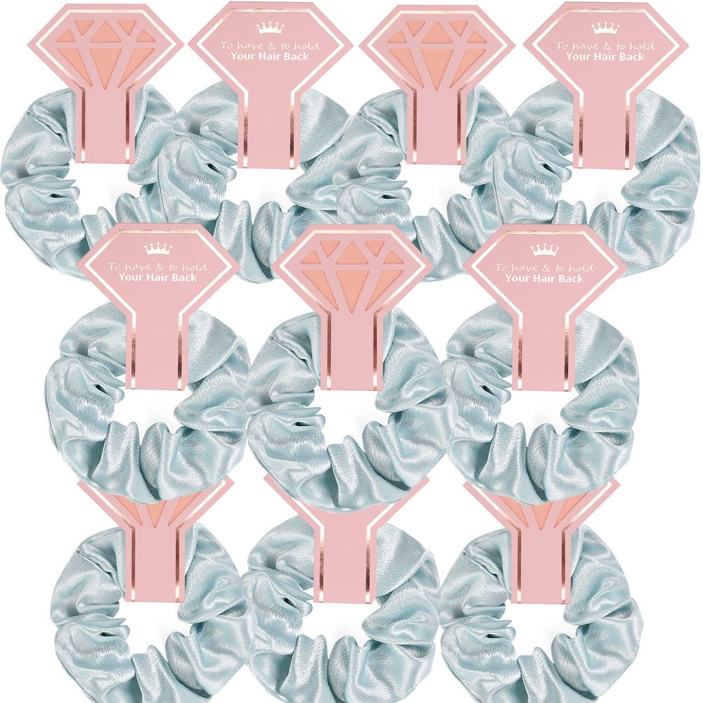 10 PACK Hair Scrunchies for Bridesmaids - Proposal Gifts, Elastics, Bachelorette Party Favors (To Have and To Hold Your Hair Back) GREEN