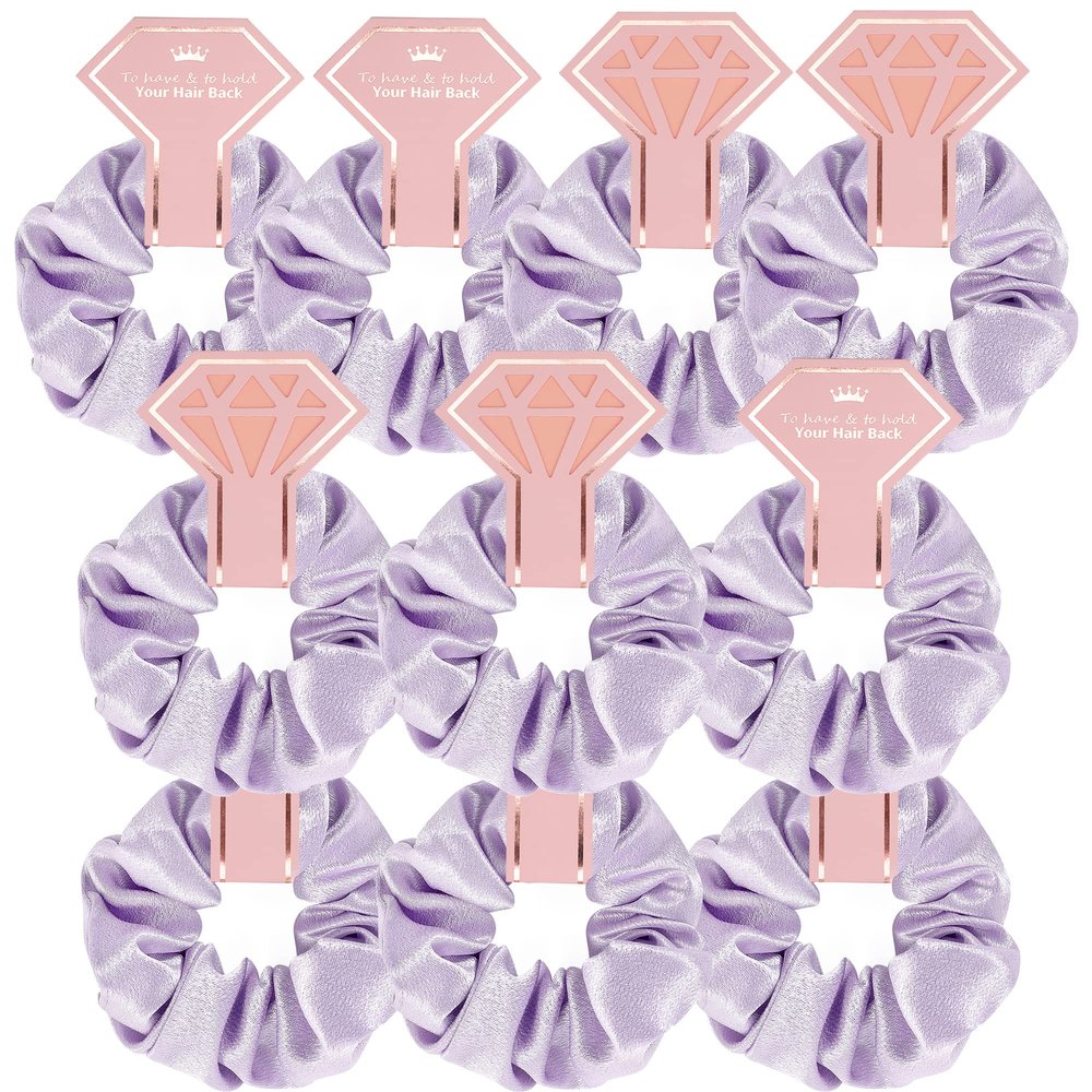 10 PACK Scrunchies - Bridesmaid Proposal Gifts, Elastics Hair Ties for Bachelorette Party Favors (To Have and To Hold Your Hair Back) Purple