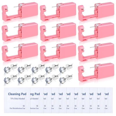 30Pcs Disposable Ear Piercing Kit, Self Ear Piercing Gun with Preloaded Piercing Studs, Professional Earring Gun with Silver Earrings for Home Salon Earlobe Cartilage Helix Tragus Piercing Tool Kit