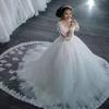 Wedding Gowns for Bride 2025 Sexy and Modern V-Neck with Train Ball Gown Lace with Sleeves Long Ivory 8 view 3