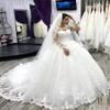 Wedding Dresses for Bride 2025 Sexy and Modern V-Neck with Train Ball Gown Lace with Sleeves Long White 8 view 4