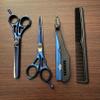 Blue and Black Hair Cutting Japanese Stainless Steel Detachable Finger Inserts Great for Men, Women view 3