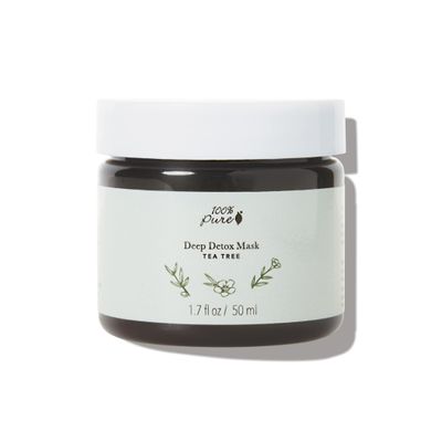 100% PURE Tea Tree Deep Detox Face Mask & Deep Pore Cleanse Natural Skin Care Unclog & Detoxify Acne Blemish Treatment For Oily Skin - Vegan - 1.7oz