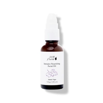 100% PURE Intensive Nourish Facial Oil Hydrating Face & Body Moisturizer Natural Illuminating Dry Skincare for Women & Men - Vegan - 1oz