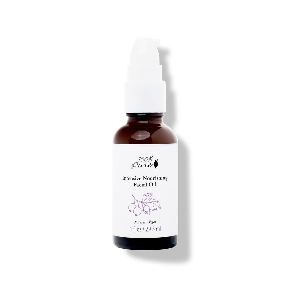 100% PURE Intensive Nourish Facial Oil Hydrating Face & Body Moisturizer Natural Illuminating Dry Skincare for Women & Men - Vegan - 1oz