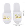 Alvinlite 5 Pair Disposable Slippers, White Letters Print Slippers for Hotel Wedding Party Shooting Props (Bride Crown-White) view 2