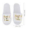 Alvinlite 5 Pair Disposable Slippers, White Letters Print Guest Slippers for Hotel Wedding Party Shooting Props (maid-White) view 2