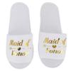 Alvinlite 5 Pair Disposable Slippers, White Letters Print Guest Slippers for Hotel Wedding Party Shooting Props (maid-White) view 3