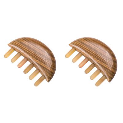 2 pcs Smooth Massage Comb Beautiful Sandalwood Comb Portable Wide Tooth Comb