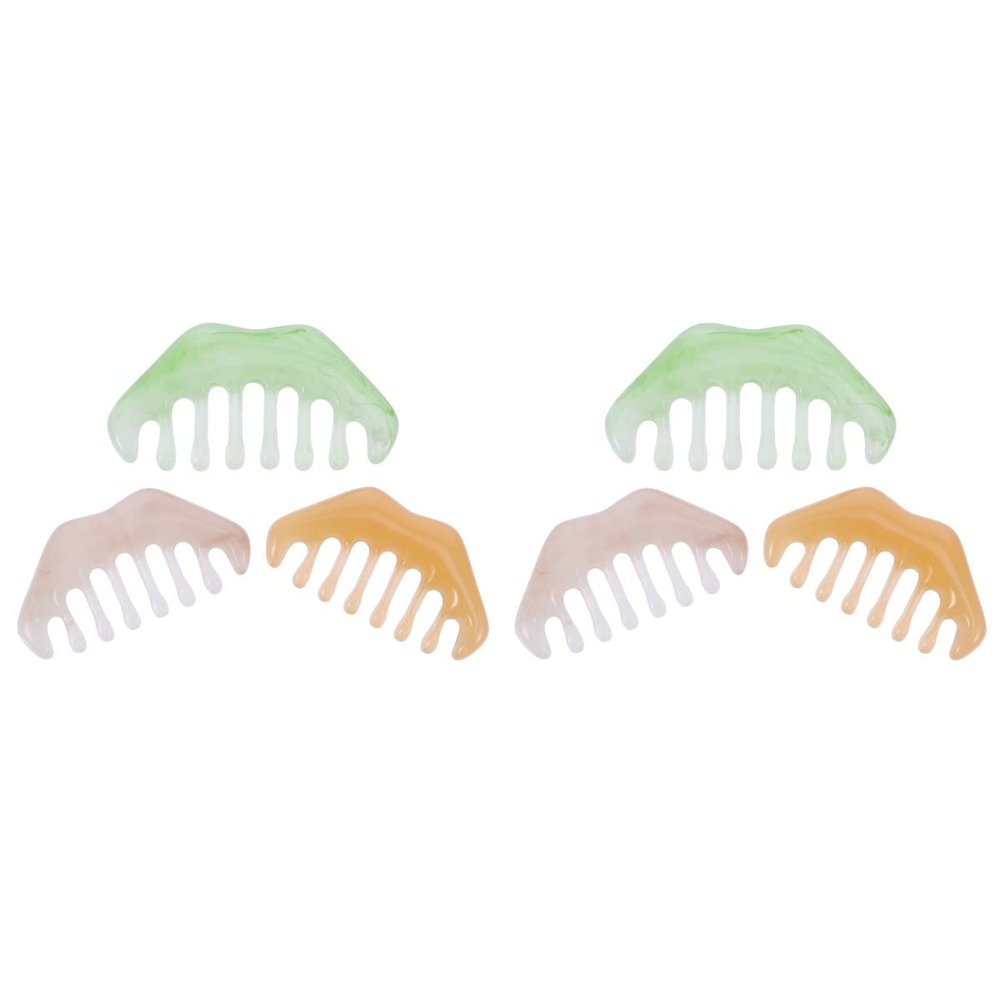 6 Pcs Resin Massage Combs Smooth Head Massage Combs Beauty Scraping Plate
