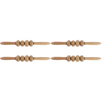 4 pcs Wooden Handheld Massage Stick Muscle Roller Massager Abdominal Massagers
