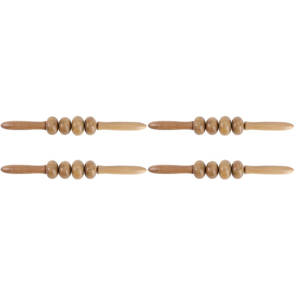 4 pcs Wooden Handheld Massage Stick Muscle Roller Massager Abdominal Massagers