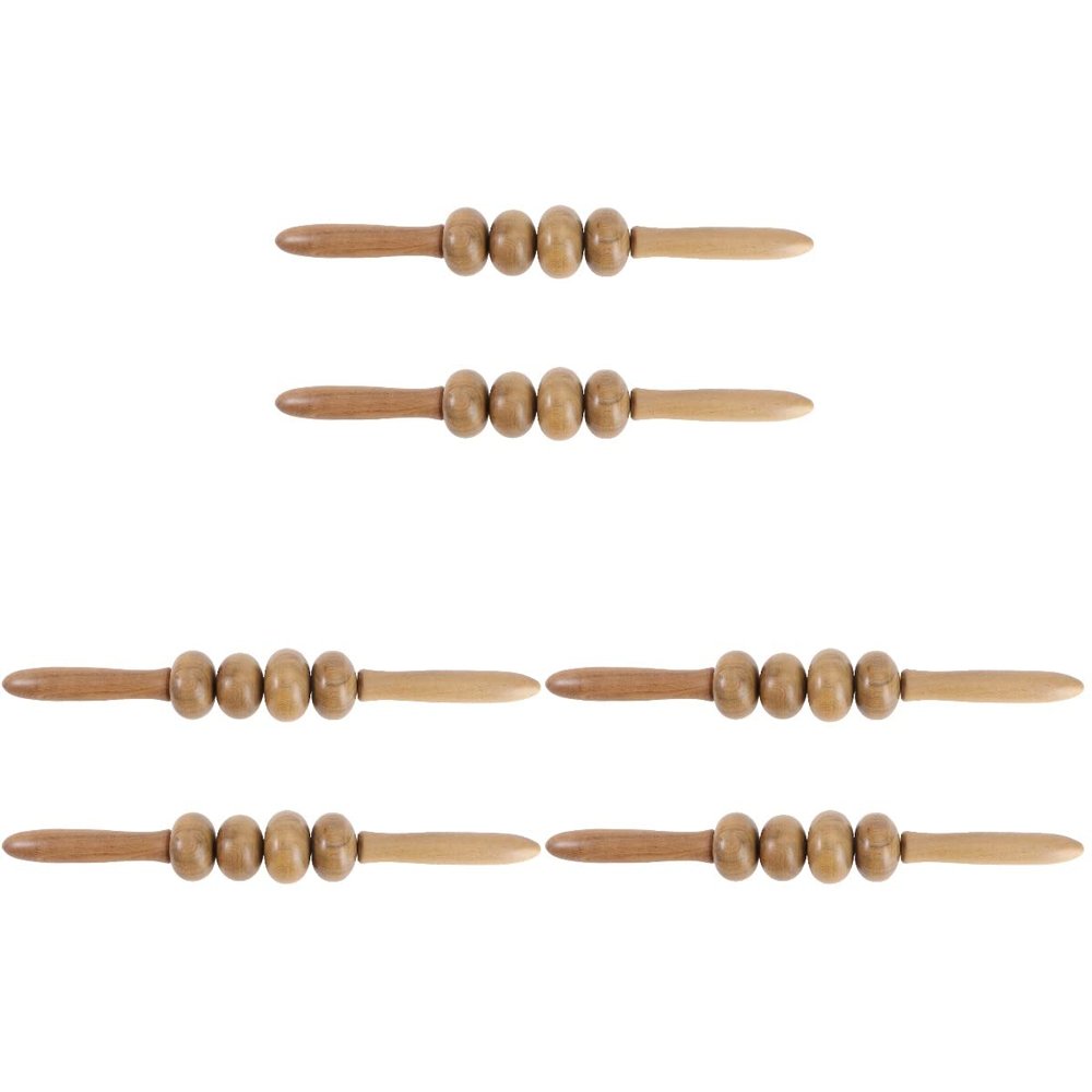 6 pcs Wooden Handheld Massage Stick Muscle Roller Massager Abdominal Massagers