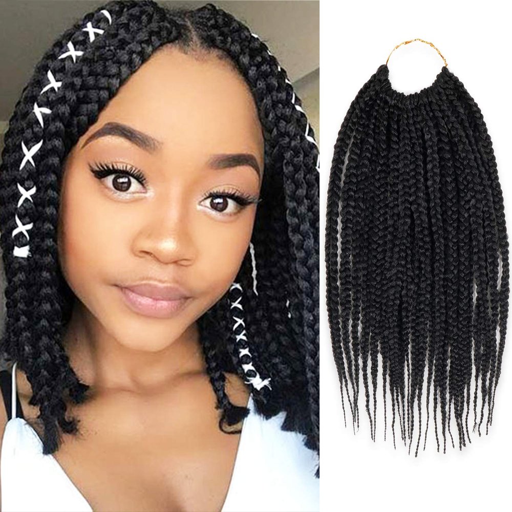 12 Inch 2 Pack AU-THEN-TIC Box Braid Crochet Hair Crochet Box Braids Hair Mambo Twist Braiding Pre-Stretched Pre Looped Synthetic Hair Extensions (12 Inch (Pack of 2), 1B (Off Black))