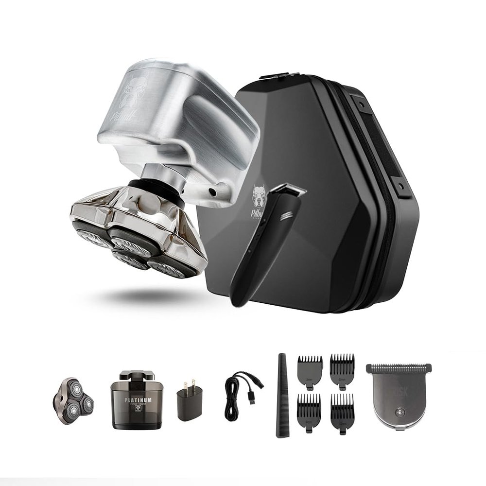 Skull Shaver Pitbull Diamond PRO Head & Face Shaver - Waterproof Cordless Electric Shaver - Metal Body - Baby Beast Trimmer - Travel Case - Gift for Men