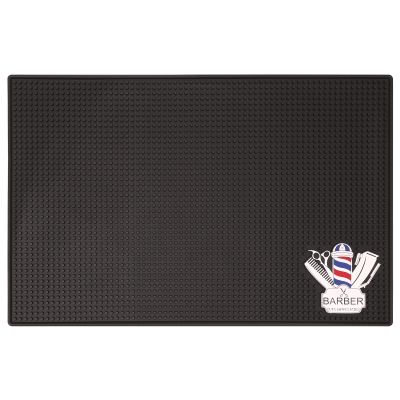Barber Tools Organizer Mat, Station Organizert Flexible PVC Work Station Mat, Salon Barber Shop Work Table Mat, Grooming Tools, Non-Slip17.7"x 11.8"(Black)
