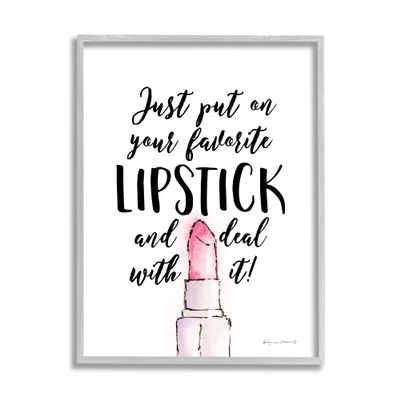 Stupell Industries Favorite Lipstick Deal with It Phrase Cosmetic Fashion