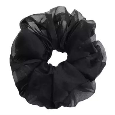 2 count organza jumbo xxl scrunchies for women (Noir)