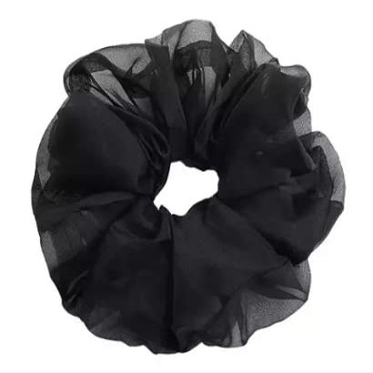 2 count organza jumbo xxl scrunchies for women (Noir)