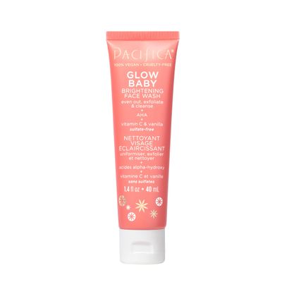 Pacifica Mini Glow Baby Brightening Facial Cleanser 1.4 oz  Vitamin C & Glycolic Acid (AHA) Face Wash Daily Cleanser for Anti-Aging Exfoliating for Smooth, Even Glowing Skin Vegan Clean Beauty