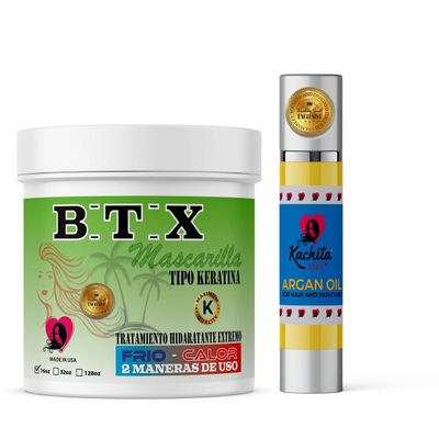 Kachita Spell Hair Treatment Capillary System Formaldehyde Free Mask + Moroccan Argan Oil 100% Pure