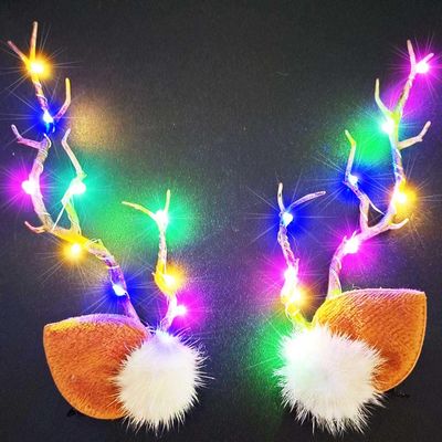 BARTOSI LED Light Christmas Hair Clips Reindeer Antlers Xmas Hairpins Hair Accessories for Women and Girls