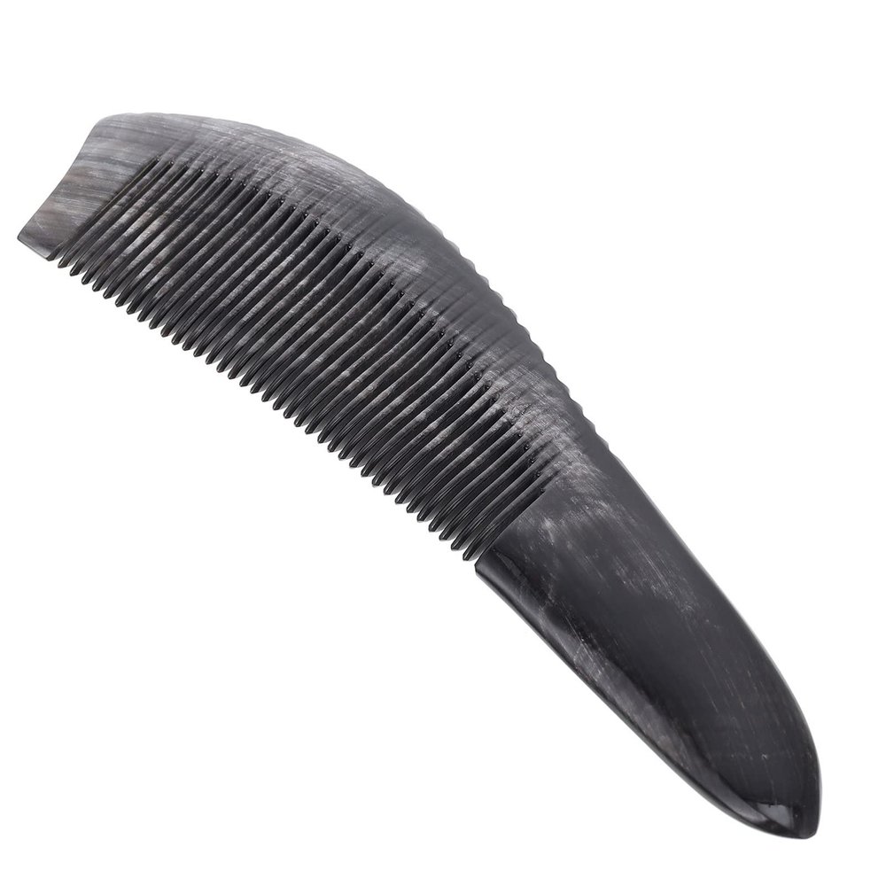 1pc Black Buffalo Horn Comb Pocket Hair Brush Scalp Comb Styling for Men Womens Hair Nets for Sleeping Hairdressing Jade Hair Man Massager Horns Wide Tooth