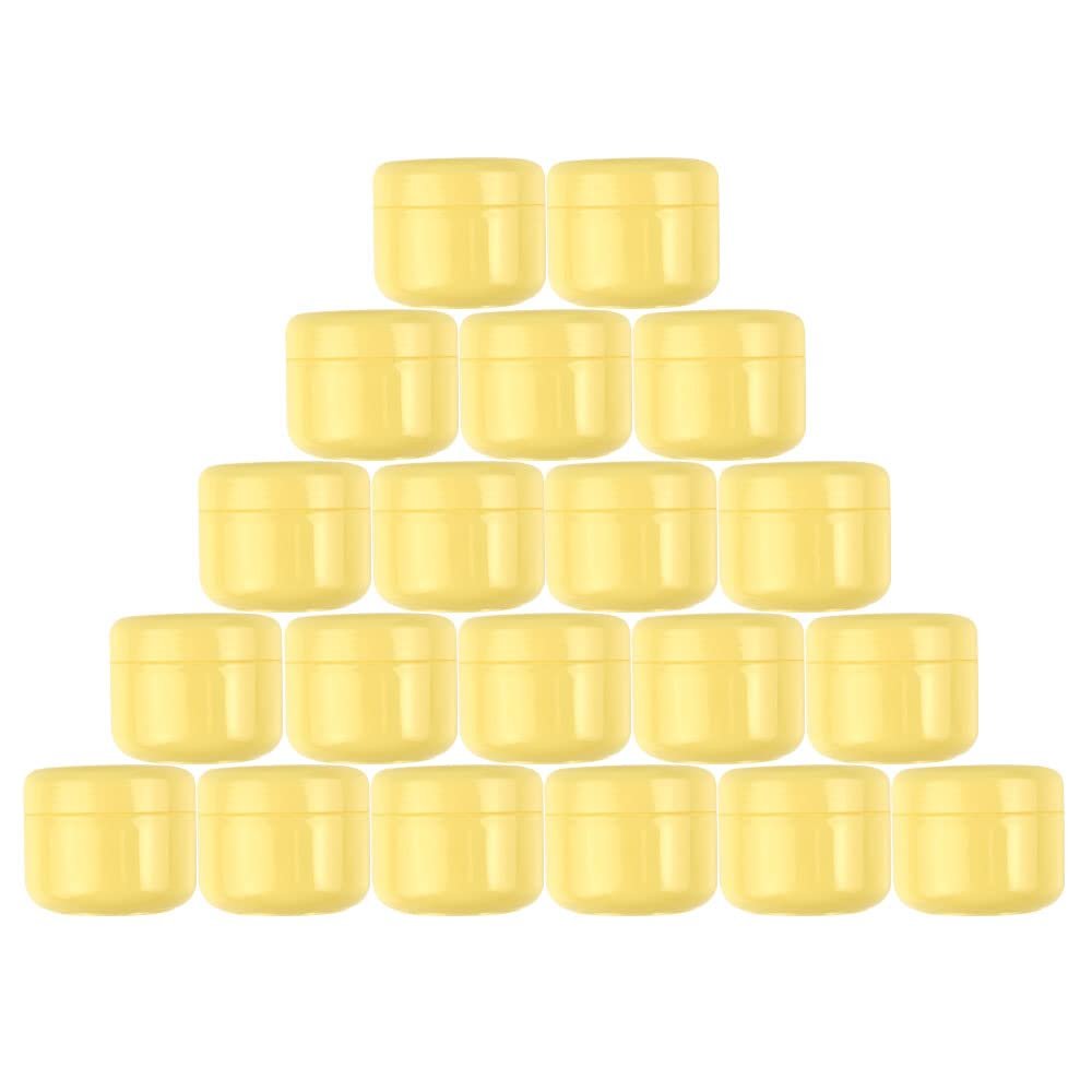 30 Pcs 20ml Empty Travel Yellow PP Plastic Cosmetic Cream Jar Pots with Inner and Screw Lid Face Cream Lip Balm Lotion Storage Container