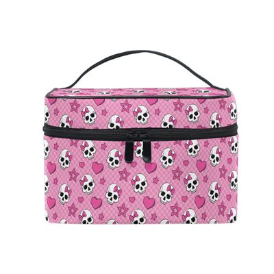 Makeup Bags, Pink Skull Girl Travel Makeup Organizer Bag Makeup Case Cosmetic Toiletry Bag for Girl Women Ladies