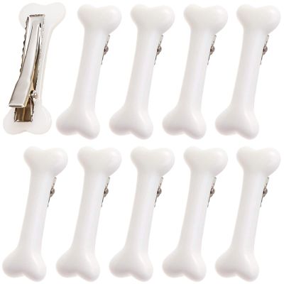 10PCS Dog Bone Hair Clips Decorative Side Band Clips Hairpins Alligator Barrettes Cosplay Costume Hair Accessories for Christmas Halloween 5Pairs White