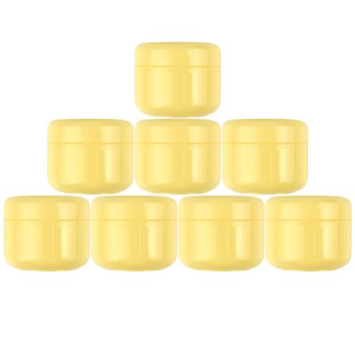 20 Pcs 50ml Cosmetic Plastic Jars with Inner and Screw Lid Yellow Leak Proof Round Empty Container Jars for Cosmetic, Lotion, Cream