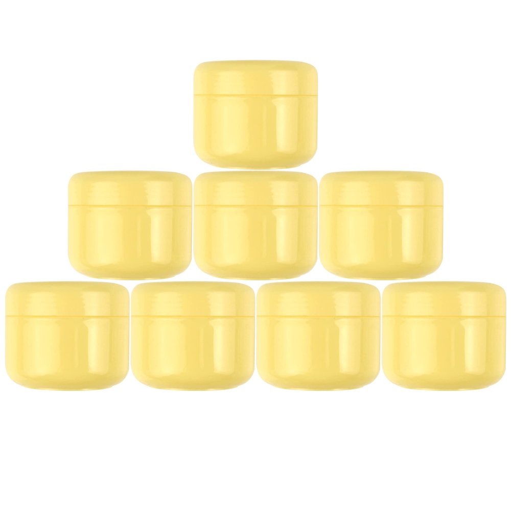 20 Pcs 50ml Cosmetic Plastic Jars with Inner and Screw Lid Yellow Leak Proof Round Empty Container Jars for Cosmetic, Lotion, Cream