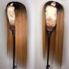 Ombre Blonde 1B/27 U Part Human Hair Wigs Straight Brazilian Remy Hair Honey Blonde U Part Wigs For Women 1x4" Middle Part 180% (20inch, 130% Density) view 3