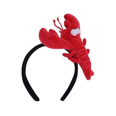 1Pc Cute Cartoon Lobster Hair Hoop Headband Plush Red Crab Hair Band Novelty Animal Hair Clip Headwear Headpieces Hair Decors for Birthday Halloween Xmas Cosplay Party Dress Up Costume Accessory
