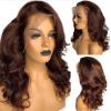 13x6 HD Transparent Lace Front Natural Wave Human Hair Wig With Baby Hair Ombre Blonde #30 Color For Black Women Hair Replacement Wig 150% Density Pre-Plucked Natural Hairline Natural Looking 22 Inch view 1