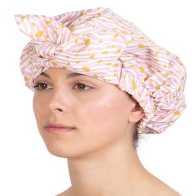 Brook + Bay Shower Cap with Bow - Adjustable Shower Cap w/Elastic Hem - Shower Caps for Women Reusable Waterproof