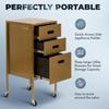 Buy-Rite Electra Metallic Styling Trolley in Gold  Durable Metal Salon Station with 3 Large Drawers, Side Appliance Holder, and Industrial Casters for Hot Tools & Hair Styling, CHM-2883-GLD view 4