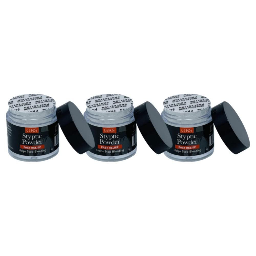 GENTS Styptic Powder .18 oz Twist off Cap and Protective Seal, Pack of 3