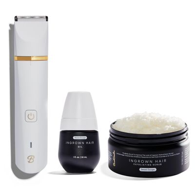 Bushbalm Francesca Trimmer Electric Shaver, 2 Step Routine for Keratosis Pilaris, Sweet Escape Exfoliating Scrub (236 ml) and Sweet Escape Scented Oil (30 ml)