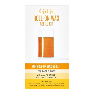 GiGi Roll On Wax Kit Refills  All-Purpose Soft Wax Roller Kit for Face & Body Hair Removal, 0.8 oz, 3 Pack