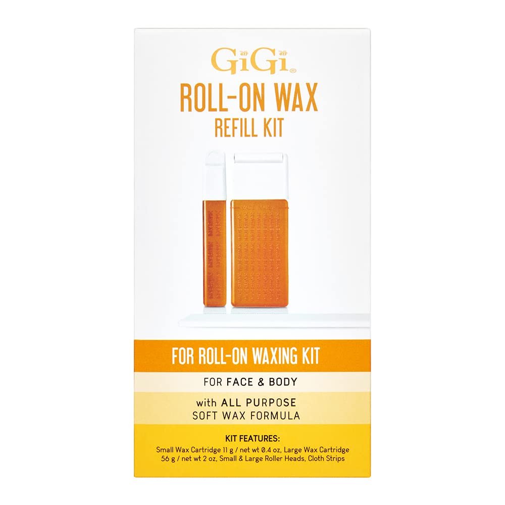 GiGi Roll On Wax Kit Refills  All-Purpose Soft Wax Roller Kit for Face & Body Hair Removal, 0.8 oz, 3 Pack
