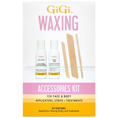GiGi Waxing Accessories Kit - Non-Woven Wax Strips, Applicators Sticks & Treatments for Face & Body Hair Removal - Pre & Post Wax Care