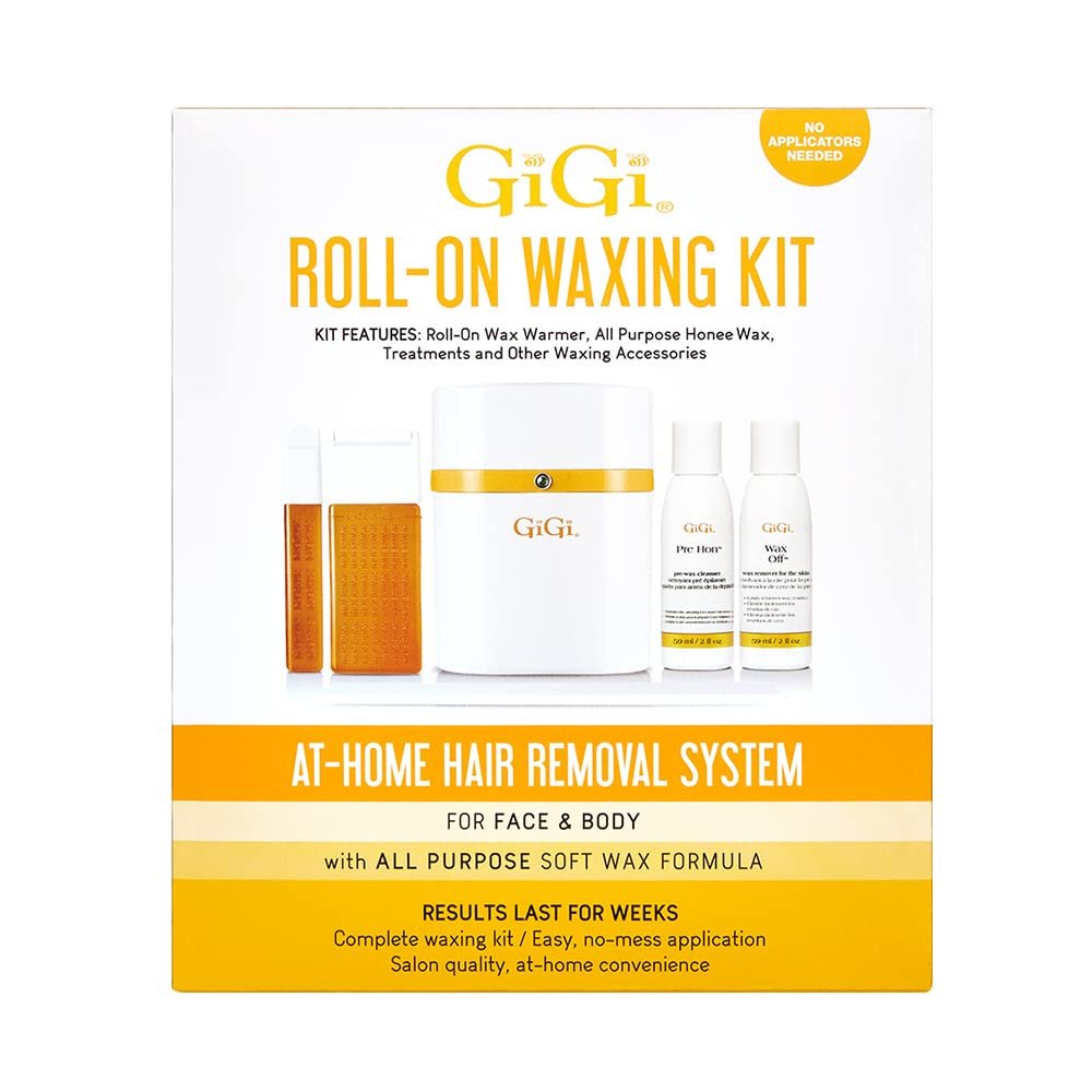 GiGi Roll On Waxing Kit  At-Home Hair Removal for Face & Body with All-Purpose Soft Wax Roller for Smooth Skin