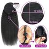Adette 24 Inch Kinky Straight Ponytails Human Hair Drawstring Ponytail Extension Kinky Straight Clip in Pony Tail Hair Extensions for Black Women Natural Black Hair Pieces view 4